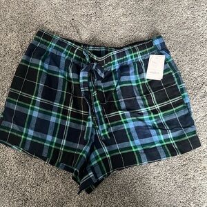 Auden Blue and Green Plaid Pajama Shorts Relaxed Fit